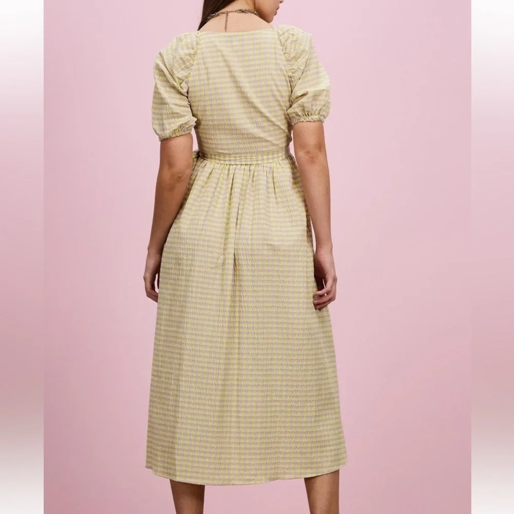TOPSHOP Seersucker Check Wrap Dress Size 8